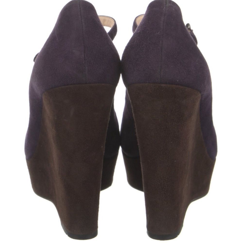 Purple Wedge Heel Mary Jane Shoes - Picture 4 of 10